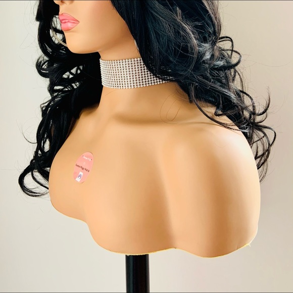 Effortless Style 22” Black Brown Premium Fiber Wig with Bangs - Picture 8 of 10